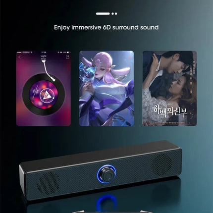 Wireless Bluetooth and PC Soundbar Wired Speaker USB Powered Soundbar for TV Pc Laptop Gaming Home Theater Surround Audio System