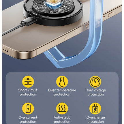 Essager Magnetic Wireless Charger With Holder 15W Fast Charging For iPhone16 15 14 13Pro Max Airpods Mini Wireless Phone Charger