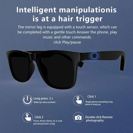 AI Smart Glasses Remote Control Touch Photo Camera Recording Translator Voice Assistant Music Wireless Bluetooth Sunglasses