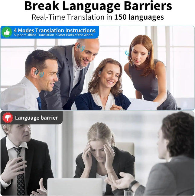 138 Language Translator Earbuds AI Translation Real Time Translating Earbuds Open Ear with 90H Playtime for Travel Business