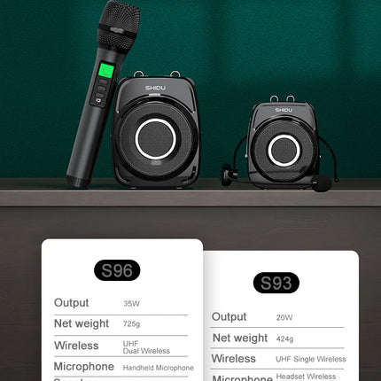 SHIDU S93 Wireless Portable Bluetooth Speaker Teacher Special High-Power Outdoor Tour Guide Shouting Explanation Loudspeaker