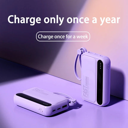 Lenovo 120W 500000mAh Power Bank Large Capacity 4 In1 Cables Intelligent Digital Display Light Portable Powerbank For iPhone New