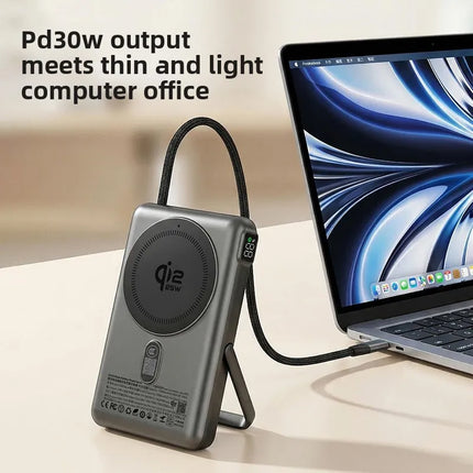[CCC With QR code] Qi2.2 25W Magnetic Wireless Power Bank Semi-Solid Battery 10000mAh PD30W Type C Stand Charger For Notebook