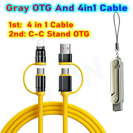 USB Type C Flat Charger Charging Cable C Kick Cable Stand Invisible Support Foldable Phone Holder 240W Charge Bracket For iPhone