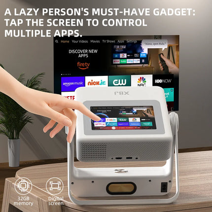 XBJ Smart Touch Screen Portable Projector Support 4K Wifi 6 Bluetooth Auto Focus Compatible with phone/ TVStick/pc/IndoorOutdoor