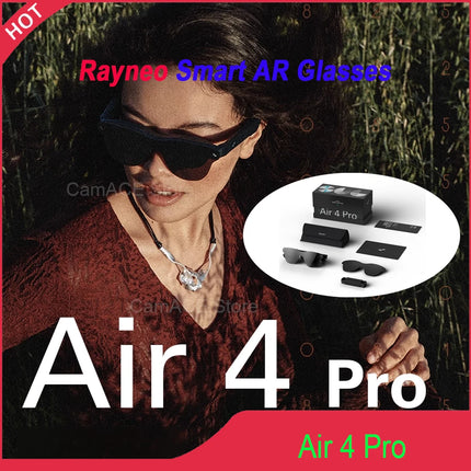 Rayneo Air 4 Pro 3G Voice-Controlled AR Glasses - Waterproof IPX-5, 4K Camera, Hands-Free Navigation, Lightweight, Headset