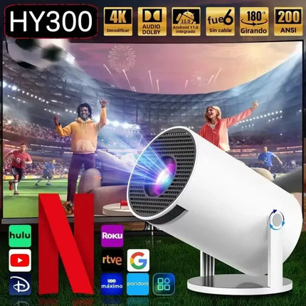 2026 New HY300 Projector with WiFi6 & BT5.0, Portable Beamer 1080P/4K Support Auto Keystone Smart Proyector