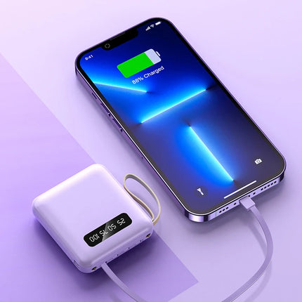 Portable Mini Power Bank 20000mAh Large Capacity Fast Charging Powerbank with 4 Lines External Battery Charger for iPhone Xiaomi
