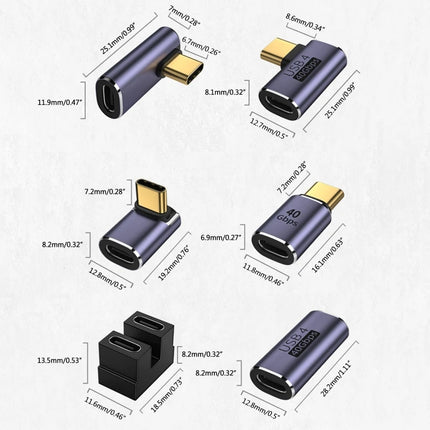 USB 4.0 40Gbps Adapter 90 Degree Right Angle Type C Male to Female Adapter 100W Fast Charging For Laptops Macbook USB C Adapter