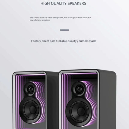 New 2.0 Wireless Bluetooth Speaker, Desktop HIFI Stereo Sound Speaker, Deep Abyss Mirror RGB Colorful Light Bookshelf Speaker fo
