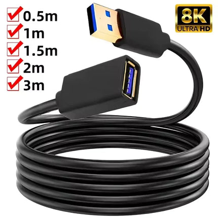 USB 3.0 2.0 Extension Cable Extender Cord Fast Extension Data Transfer Wire 0.5/1/1.5/2/3M for Smart TV XBox One SSD PC Laptop