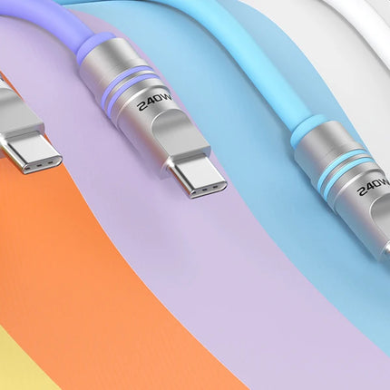 Hichain PD240W USB C Fast Charging Cable Soft Liquid Silicone Type to C Cable For iphone Laptop Tablets Earphones 1.2M/2M