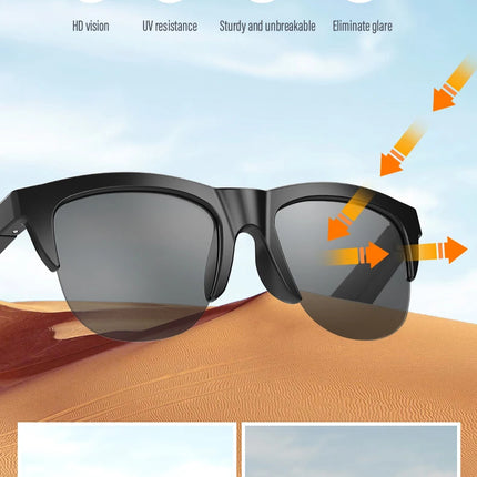 Smart Bluetooth V5.3 Sunglasses Glasses Call Outdoor Sports Headphones HIFI Black Technology Anti-touch UV For Men And Women