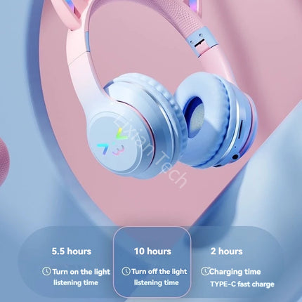 RGB Glow Earphones Wireless Earbuds 5.3 Cat Ear Bluetooth Sports Headphones Bluetooth Mp3 Players Microphone Sale Headset Gamer