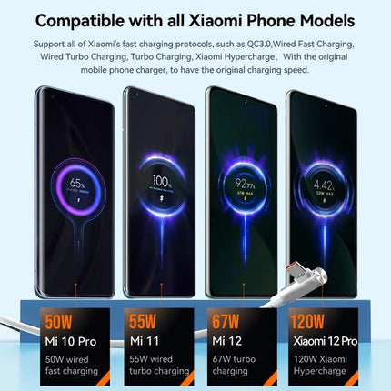 Xiaomi Original Usb Type C Cable 120W 67W Turbo Fast Charger Mi 15 14 13 12T Pro 12 11 Ultra Poco X6 X7 Redmi Note Black Shark 5