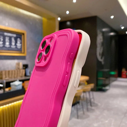 Fashion With Lanyard Wave Edge Phone Cases For IPhone 16 15 14 Pro Max 13 12 11 Soft Back Cover Shockproof Anti-Drop Phone Case