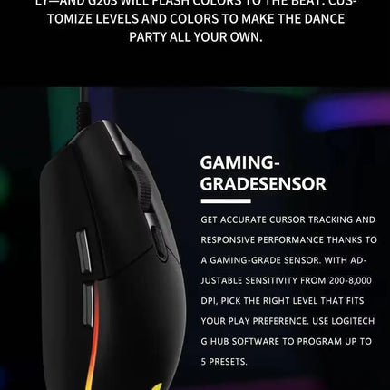 Logitech G102 Wired Gaming Mouse,Ergonomic Hand Contour,Customizable RGB Modes For Multiplayer Online Competitive Games
