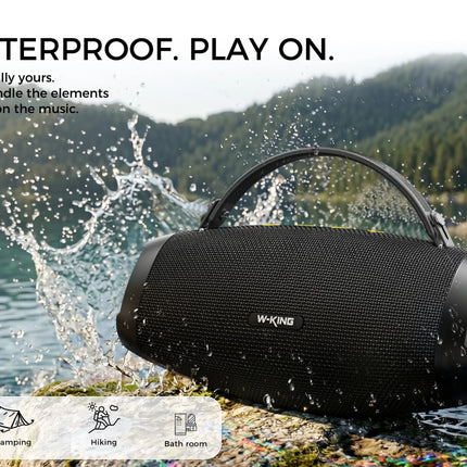 W-KING Portable Bluetooth Speaker, 40W Powerful Bass, IPX7 Waterproof, Wireless Outdoor Shower Speaker With RGB Light TWS Stereo