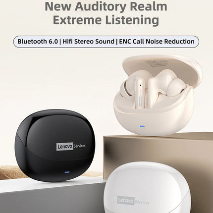  Lenovo LE257 TWS Wireless Bluetooth 6.0 Headphones HiFi Sound ENC Call Noise Reduction Earphone Gaming Sports Headset With Mic