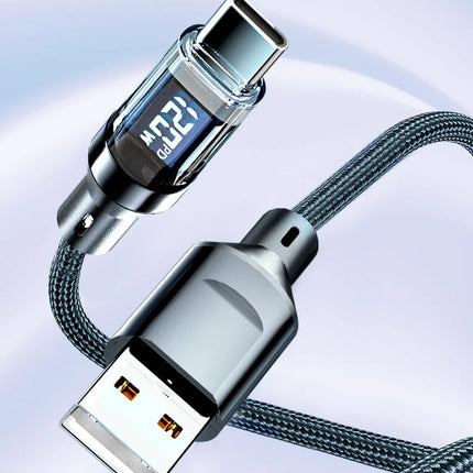 OOZCC LCD Watt Display Cable, Max 120W Super Fast Charging USB Type C Cable Data Transfer, USB A to Lightning for IPhone14 Pro