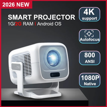DITONG 4K Projector Android Native 1080P 600ANSI Portable Auto Focus Video Home Cinema Outdoor HD LED Projetor