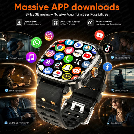 New Smartwatch 2.4“ AMOLED Screen Game 4G/5G LTE Smartwatch 2100mAh Battery Camera Video Call 128GB SIM Card(For Adult, Student)
