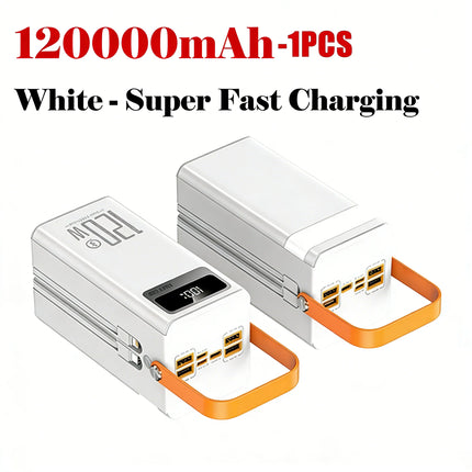 120W 150000mAh Fast Charging Power Bank Large Capacity Outdoor Mobile Power Supply External Spare Battery for Outdoor Camping