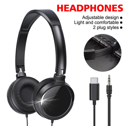 3.5mm/Type-C Plug Wired Headphones Foldable Headphones Bass Stereo Fashion Music Earphones For PC MP3 Smartphones Tablet