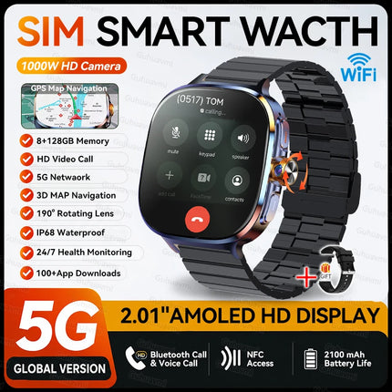 All-Network 5G/4G SIM Smart Watch 8GB+128GB RAM 1000W HD Camera GPS WIFI Bluetooth Call 100+ App Download Smart Watches Man 2026