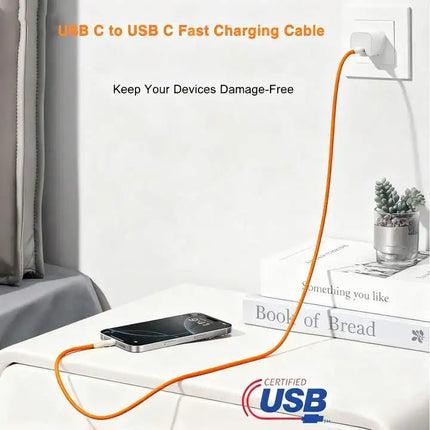 Fast Charger Cable Compatible with iPhone 17/16/15 USB-C to Type C Charging Data Cable Nylon Braided 3.3/6.6/10 Feet Long