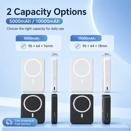 Magnetic Wireless Power Bank 5000mAh 10000mAh Portable Charger For iPhone 12 13 14 15 16 Series Magnetic Wireless Phones