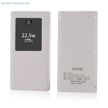 PowerBanks Casing Kit 20000mAh Mobile Chargers Builts in Cable PD22.5W Quick Charging LCD Display Shell