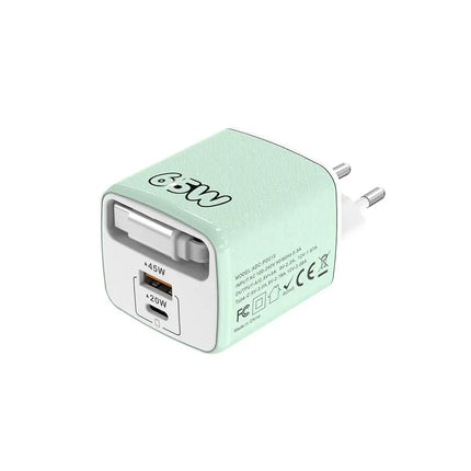 65W 3 In 1 Charger With Built-in Retractable Cable Fast Charging PD Charger With USB C Cable For IPhone