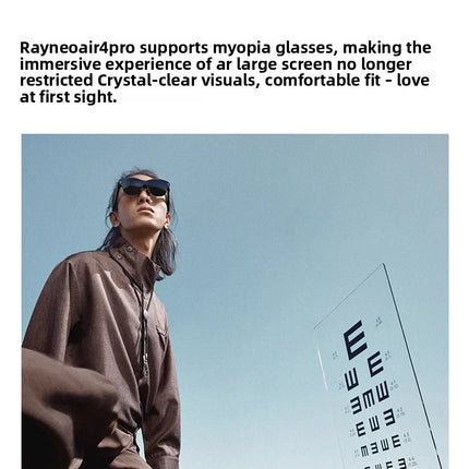 TCL Rayneo Air 4 Pro AR Glasses 4K Video, HDR10, 135 inch Virtual Screen, Head-Mounted XR Support, Bluetooth/DP-Compatible