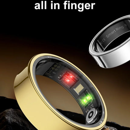 R09 Smart Ring Men Women with Charging Case,Heart Rate Blood Oxygen,Skin Temperature Monitor,5ATM Waterproof For Android iOS