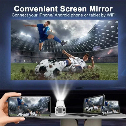 Smart Home Projector 1080P HDR10 4K Supported Portable Mini Projector WiFi Bluetooth Screen Mirroring Theater Beamer TV Stick