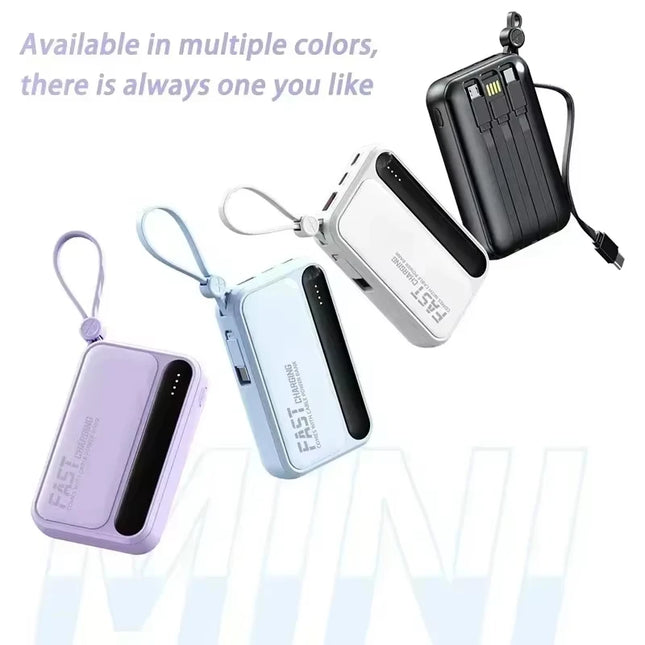 Lenovo Large Capacity 500000mAh Portable Power Bank Built In 4 Cables Fast Charging Battery For All Phones
