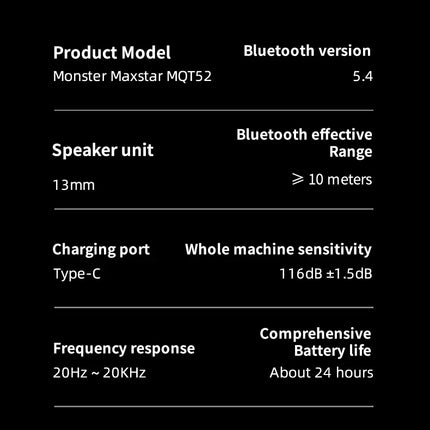Monster MQT52 Wireless Headphones Bluetooth 5.4 HIFI Stereo Earphones Talking Noise Canceling Music  Gaming Headset with Mic