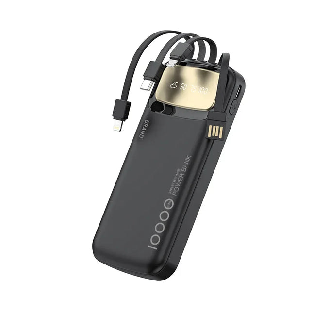 CCC Certified 10000mAh 20000mAh Power Bank Built in Type C Cable Ultra Thin Digital Display Portable External Battery Powerbank