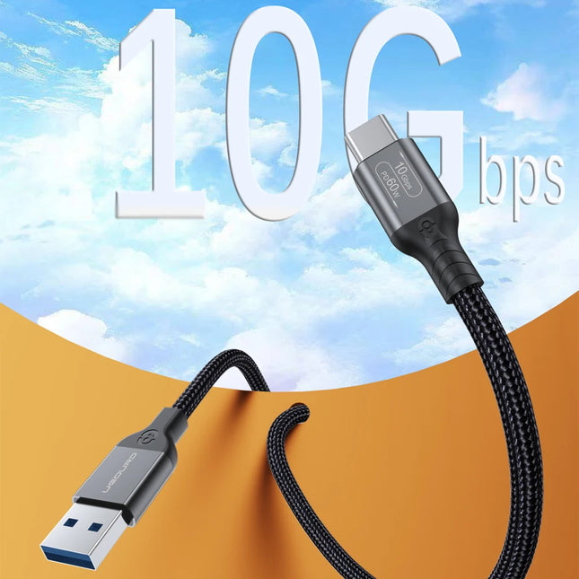 USB3.2 USB3.1 Gen2 10Gbps Cable USB-A to USB Type C Cable 3A 60W Fast Charging 10G Data Transfer Cord USB-C for SSD Hard Disk